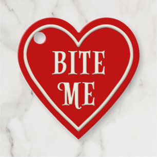 Étiquettes Cadeau "Bite Me" Coeur Rouge Personnalisé Saint Valentin