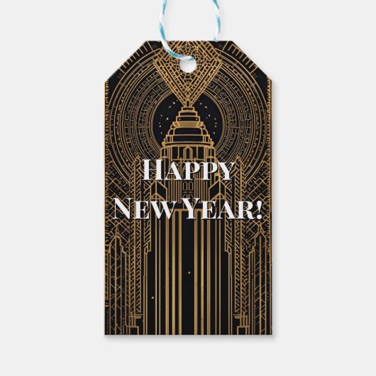 Étiquettes-cadeau Black and Gold Art Deco  (Devant)
