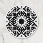 Étiquettes Cadeau Black and white floral mandala (Dos)