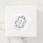 Étiquettes Cadeau Black and White Floral Wedding Monogram  (En situation)