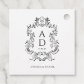 Étiquettes Cadeau Black and White Floral Wedding Monogram  (Dos)