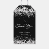 Étiquettes-cadeau Black | Argent Parties scintillant porte-bouteille (Devant)