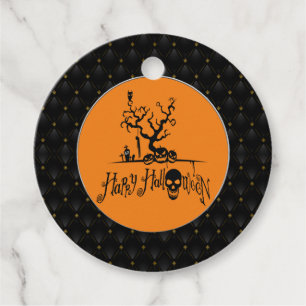 Étiquettes Cadeau Black Boarder Happy Halloween Grave Yard