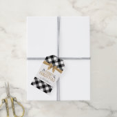 Étiquettes-cadeau Black Buffalo Plaid MERRY CHRISTMAS Gold Bow (Avec de la ficelle)
