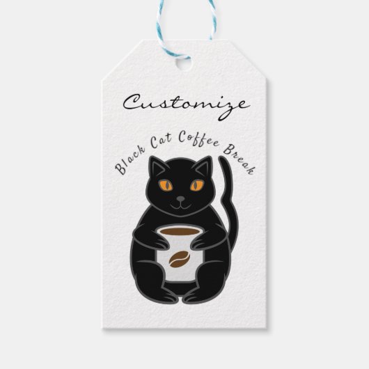Étiquettes-cadeau Black Cat Coffee Break Thunder_Cove (Devant)