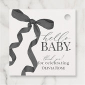 Étiquettes Cadeau Black Coquette Bow Girl Baby shower (Dos)