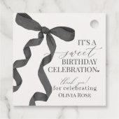 Étiquettes Cadeau Black Coquette Bow Girl Birthday Party (Dos)