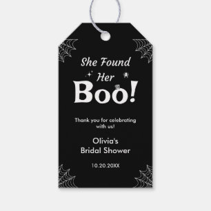 Étiquettes-cadeau Black Elle A Trouvé Sa Fête des mariées Boo Hallow