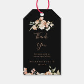 Étiquettes-cadeau Black Forme Royal Mariage Merci Floral (Devant)