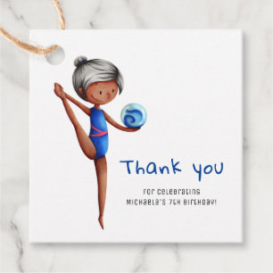 Étiquettes Cadeau Black Girl Gymnastique Anniversaire Merci