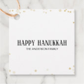 Étiquettes Cadeau Black & Gold Bokeh Happy Hanoukka (Devant)