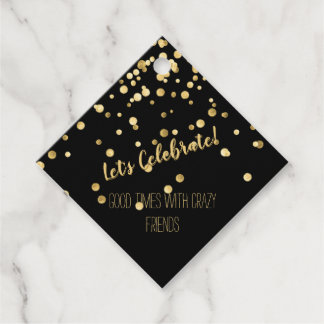Étiquettes Cadeau Black Gold Confetti