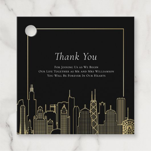 Étiquettes Cadeau Black Gold Elegant Las Vegas Destination Mariage (Devant)