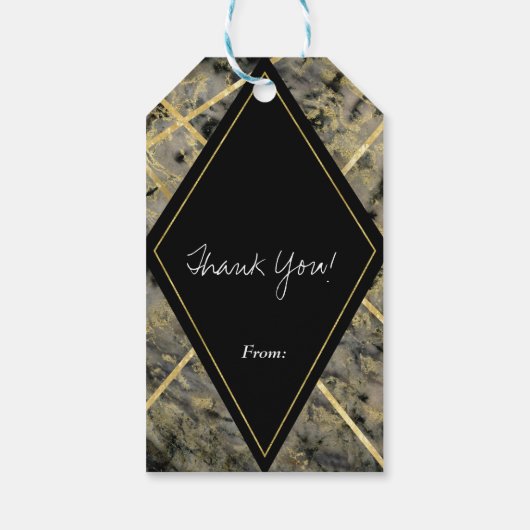 Étiquettes-cadeau Black & Gold Marble Glam Party Favoriser (Dos)
