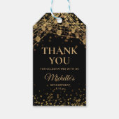 Étiquettes-cadeau Black Gold String éclat Adulte Anniversaire Merci (Devant)