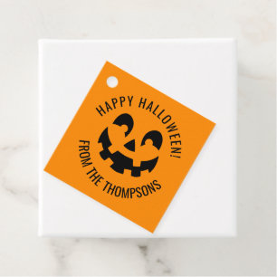 Étiquettes Cadeau Black Happy Halloween Citrouille forme visage sur 