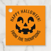 Étiquettes Cadeau Black Happy Halloween Citrouille forme visage sur  (Devant)