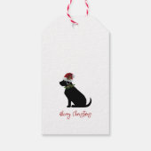 Étiquettes-cadeau Black Lab Joyeux Noël Santa Hat Holly Moderne (Dos)