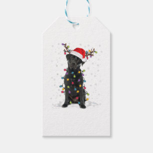 Étiquettes-cadeau Black Lab Labrador Christmas Tree Light Pyjama Chi