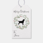 Étiquettes-cadeau Black Labrador Retriever Christmas Wreath Dog (Devant)