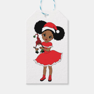 Étiquettes-cadeau Black Père Noël Believe Melanin Man Christmas Chev