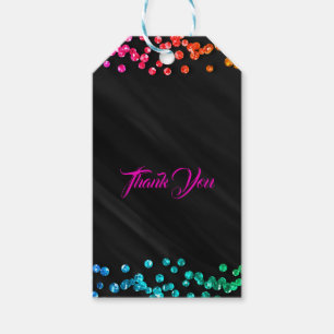 Étiquettes-cadeau Black Rainbow Sparkle Confetti Dots Fun Party
