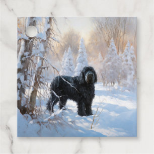 Étiquettes Cadeau Black Russian Terrier Laisser neiger Noël