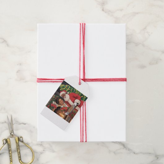 Étiquettes-cadeau Black Santa & Mrs. Claus Christmas Tag (With Twine)