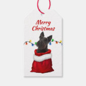 Étiquettes-cadeau Black Scottish Terrier dans le sac Père Noël (Devant)