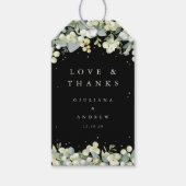Étiquettes-cadeau Black Snowberry+Eucalyptus Amour Mariage + Merci (Devant)