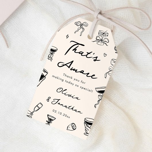 Étiquettes-cadeau Black That's Amore Mariage Engagement Party