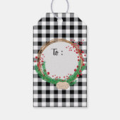 Étiquettes-cadeau Black White Buffalo Check and Berries Christmas (Devant)