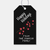 Étiquettes-cadeau Black White Buffalo Check and Berries Christmas (Dos)