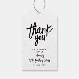 Étiquettes-cadeau Black & White Chic 80e anniversaire Tag remercie