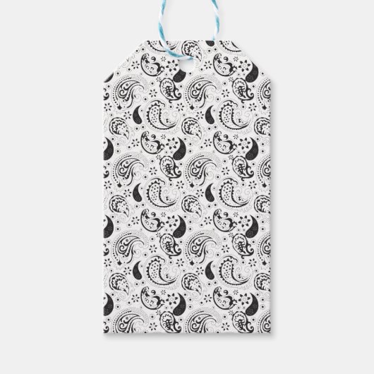 Étiquettes-cadeau Black & White Paisley Pattern –Elegant Textile Art (Devant)