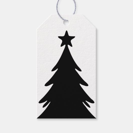 Étiquettes-cadeau Black & White Reversable Doodle Christmas Tree (Devant)