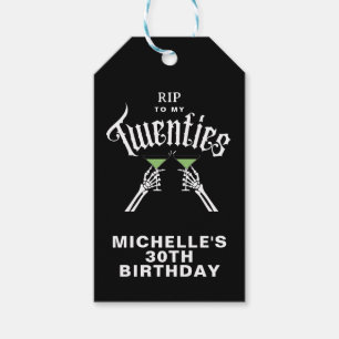 Étiquettes-cadeau Black & White RIP To My Twenties 30th Birthday