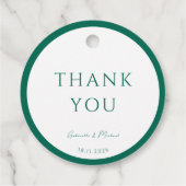 Étiquettes Cadeau Blanc rond et Merci vert émeraude (Dos)