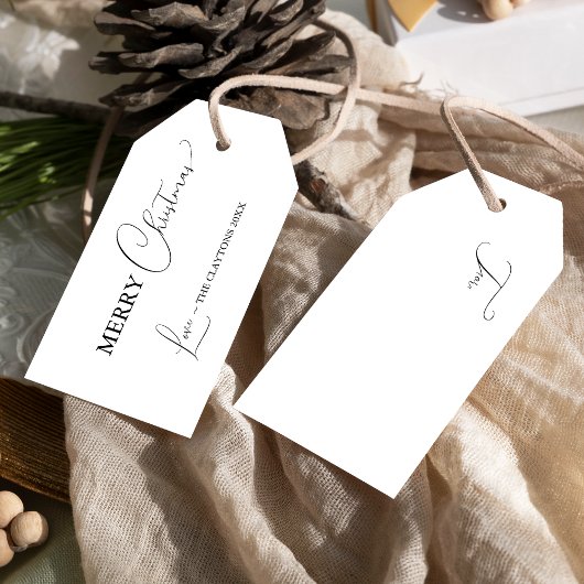 Étiquettes-cadeau Blanc Simple moderne Joyeux Noël