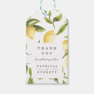 Étiquettes-cadeau BLANCHE Citrons et feuilles verts mariages merci