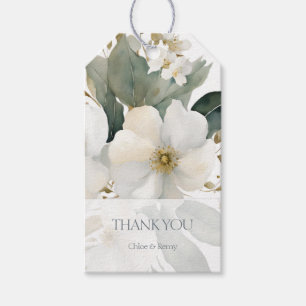 Étiquettes-cadeau BLANCHE Mariage Merci Magnolia