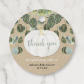 Étiquettes Cadeau Blancs citrouille verdure eucalyptus chute rustiqu (Devant)