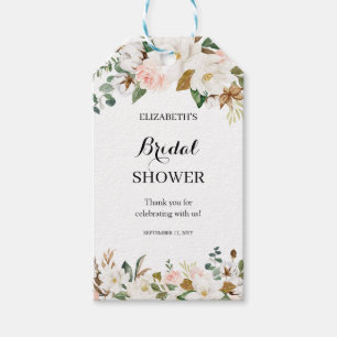Étiquettes-cadeau Blancs Magnolia Fête des mariées florale Favoris