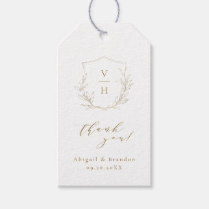 Étiquettes-cadeau Blason botanique simple monogramme de mariage en o