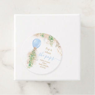 Étiquettes Cadeau Bleu Aquarelle Ballotte Baby shower Pop It
