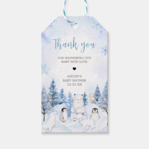 Étiquettes-cadeau Bleu Arctic Animaux Baby shower Favoriser les étiq
