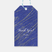 Étiquettes-cadeau Bleu & Argent Moderne Glam Marbre Frappe (Dos)