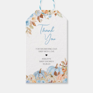 Étiquettes-cadeau Bleu Automne Baby shower Citrouille Favoriser Tags