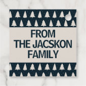 Étiquettes Cadeau Bleu avec pin blanc et flocon de Noël (Dos)