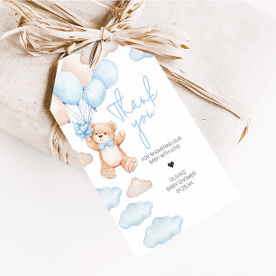 Étiquettes-cadeau Bleu Bear Balloon Baby shower Favoriser Tags